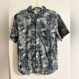 The North Face Men's Camouflage Floral Green and Blue Shirt